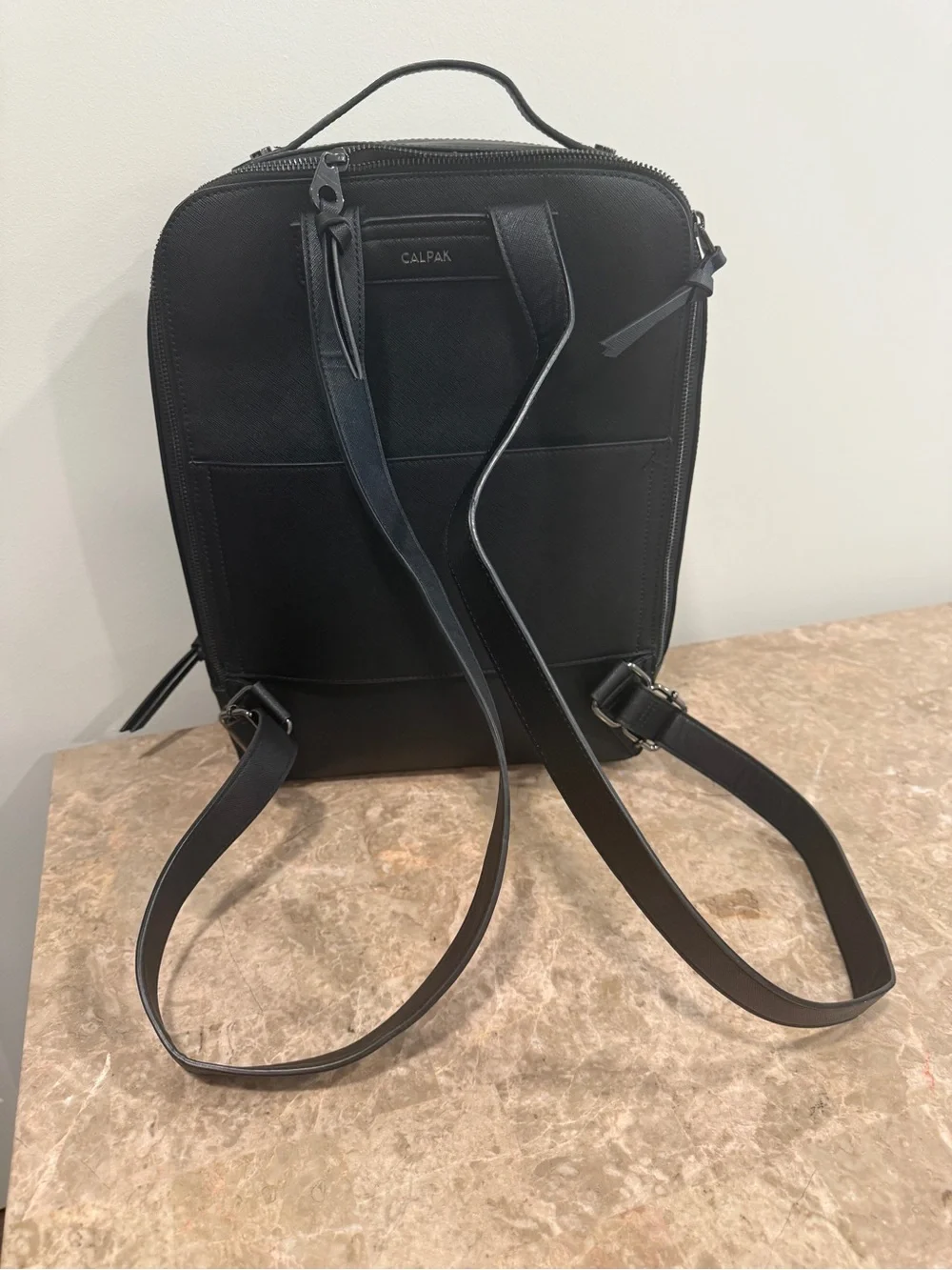 CALPAK Men's Black Leather Travel Backpack